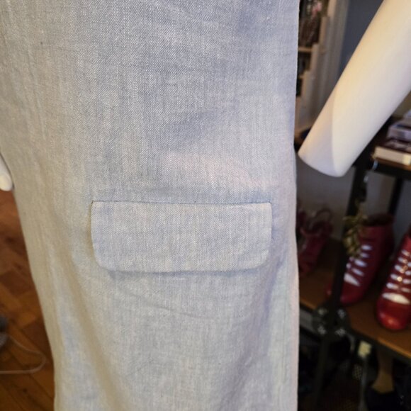 NWOT Blue Linen Cotton Gromrt Shift Dress Small - Picture 4 of 9